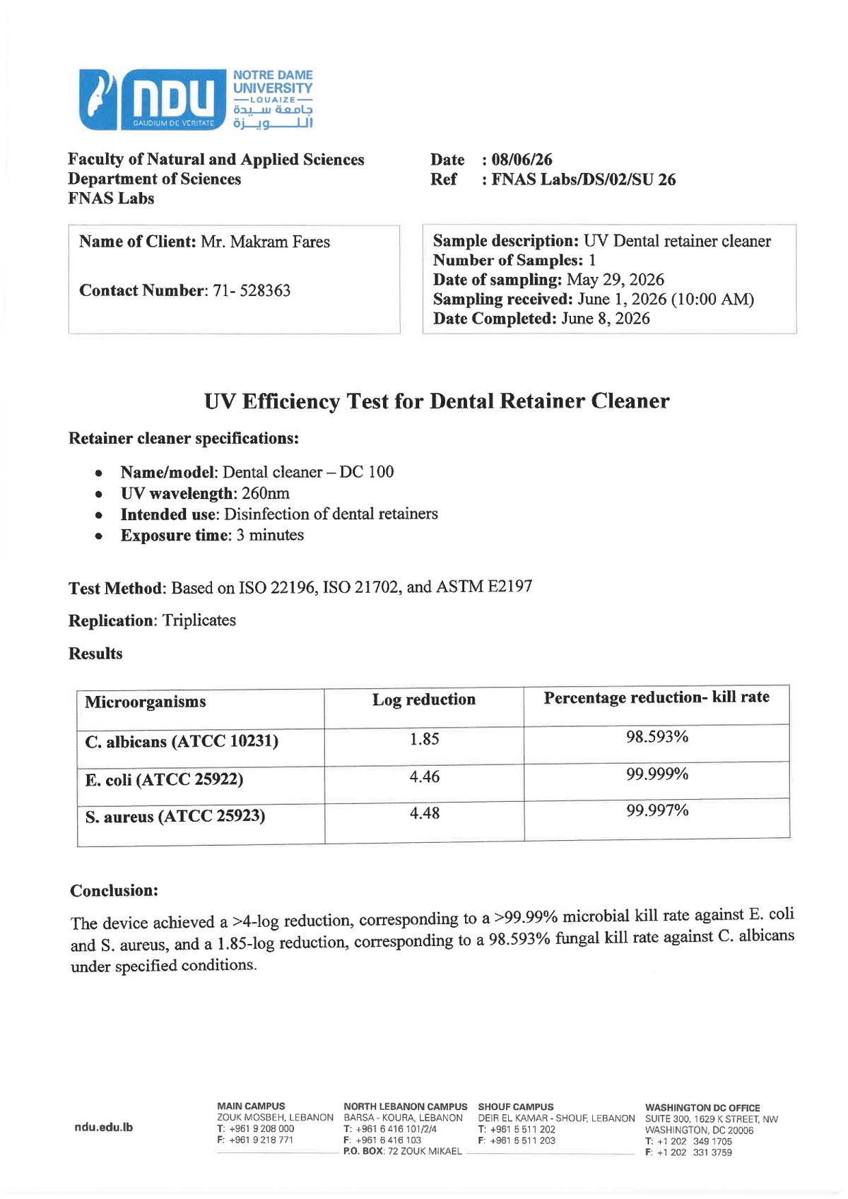 Lab Test Report